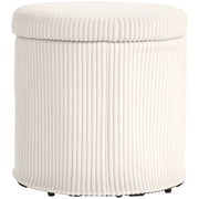 Round Storage Ottoman Storage Box Upholstered in Velvet Padded Seat Removable Lid for Hallway Bedroom Living Room Ø40x41 cm Beige