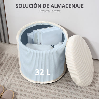 Round Storage Ottoman Storage Box Upholstered in Velvet Padded Seat Removable Lid for Hallway Bedroom Living Room Ø40x41 cm Beige