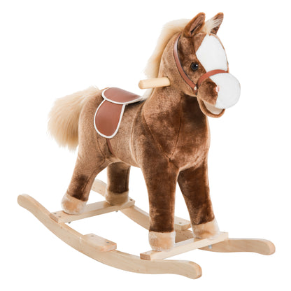 Rocking Horse Baby Rocking Toy Plush Toy Children Plush Rocking Horse Brown L74 x W33 x H62 cm