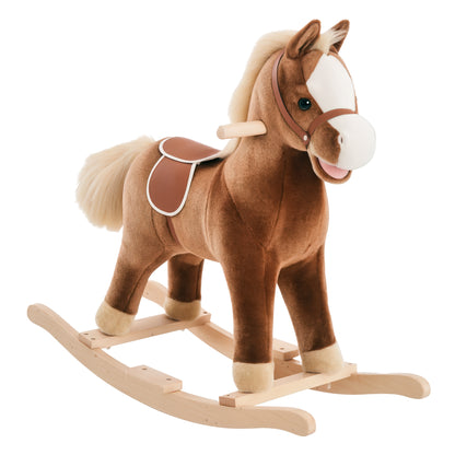 Rocking Horse Baby Rocking Toy Plush Toy Children Plush Rocking Horse Brown L74 x W33 x H62 cm