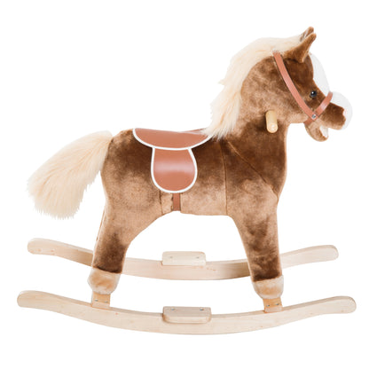 Rocking Horse Baby Rocking Toy Plush Toy Children Plush Rocking Horse Brown L74 x W33 x H62 cm