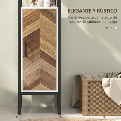 Bathroom Tall Cabinet Bathroom Column with 3 Open Shelves 1 Door and Adjustable Shelf Bathroom Side Cabinet with Anti-Tip System 30x30x170 cm White and Walnut