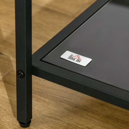 Side Table Square Coffee Table with 2 Levels, Living Room Table made of Tempered Glass and Steel, Coffee Table for Living Room Bedroom 40 x 40 x 50 cm Black