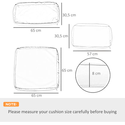 Set of 14 Replacement Covers Garden Lounge Cushions - 6 Seat Cushion Covers, 8 Back Cushion Covers - Zippered Water-Repellent Polyester Brown