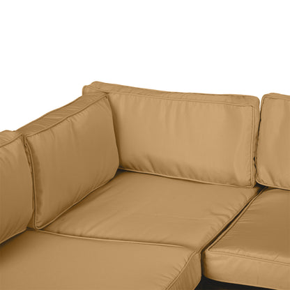 Set of 14 Replacement Covers Garden Lounge Cushions - 6 Seat Cushion Covers, 8 Back Cushion Covers - Zippered Water-Repellent Polyester Brown