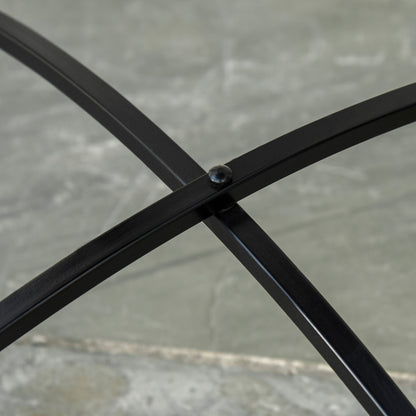 Small Metal and Ceramic Garden Table, Mosaic Outdoor Table for Terrace or Balcony, 60x71cm, Gray Black