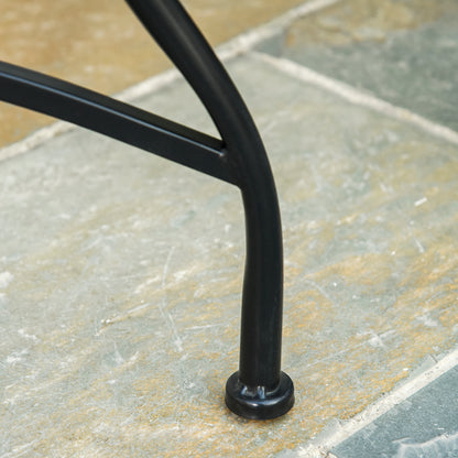 Small Metal and Ceramic Garden Table, Mosaic Outdoor Table for Terrace or Balcony, 60x71cm, Gray Black