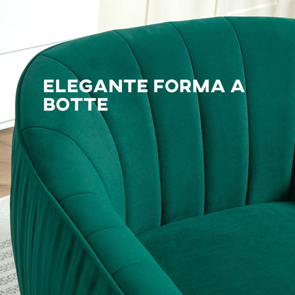 Upholstered Lounge Armchair with Armrests and Backrest, Modern Design, Metal Legs (71x72x73 cm) Green