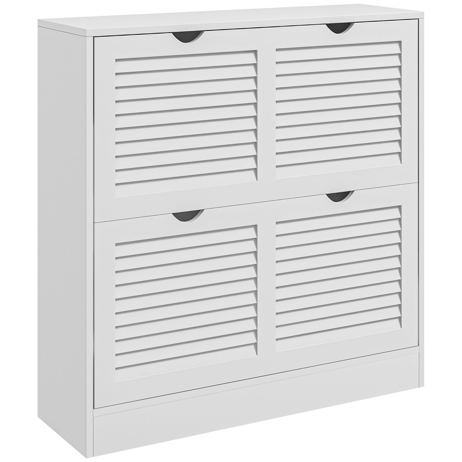 Modern Shoe Rack Entryway Shoe Cabinet with 2 Flip-Down Drawers and Adjustable Shelves for 16 Pairs of Shoes Narrow Shoe Cabinet for Hallway 81.5x25x83 cm White