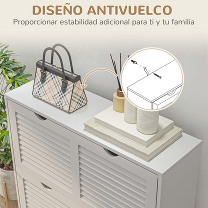 Modern Shoe Rack Entryway Shoe Cabinet with 2 Flip-Down Drawers and Adjustable Shelves for 16 Pairs of Shoes Narrow Shoe Cabinet for Hallway 81.5x25x83 cm White