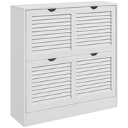 Modern Shoe Rack Entryway Shoe Cabinet with 2 Flip-Down Drawers and Adjustable Shelves for 16 Pairs of Shoes Narrow Shoe Cabinet for Hallway 81.5x25x83 cm White