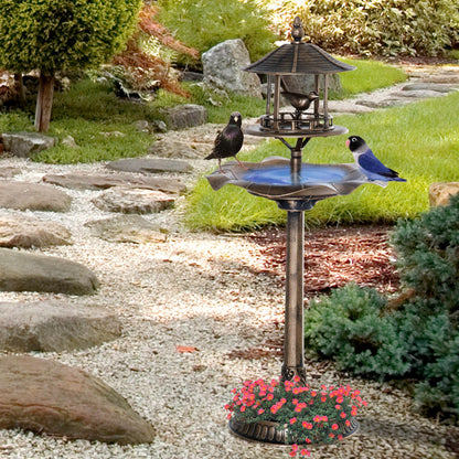 Bird Bath Feeder for Birds Planter 3 in 1 Ø 50 x 113H cm polypropylene Antique Bronze