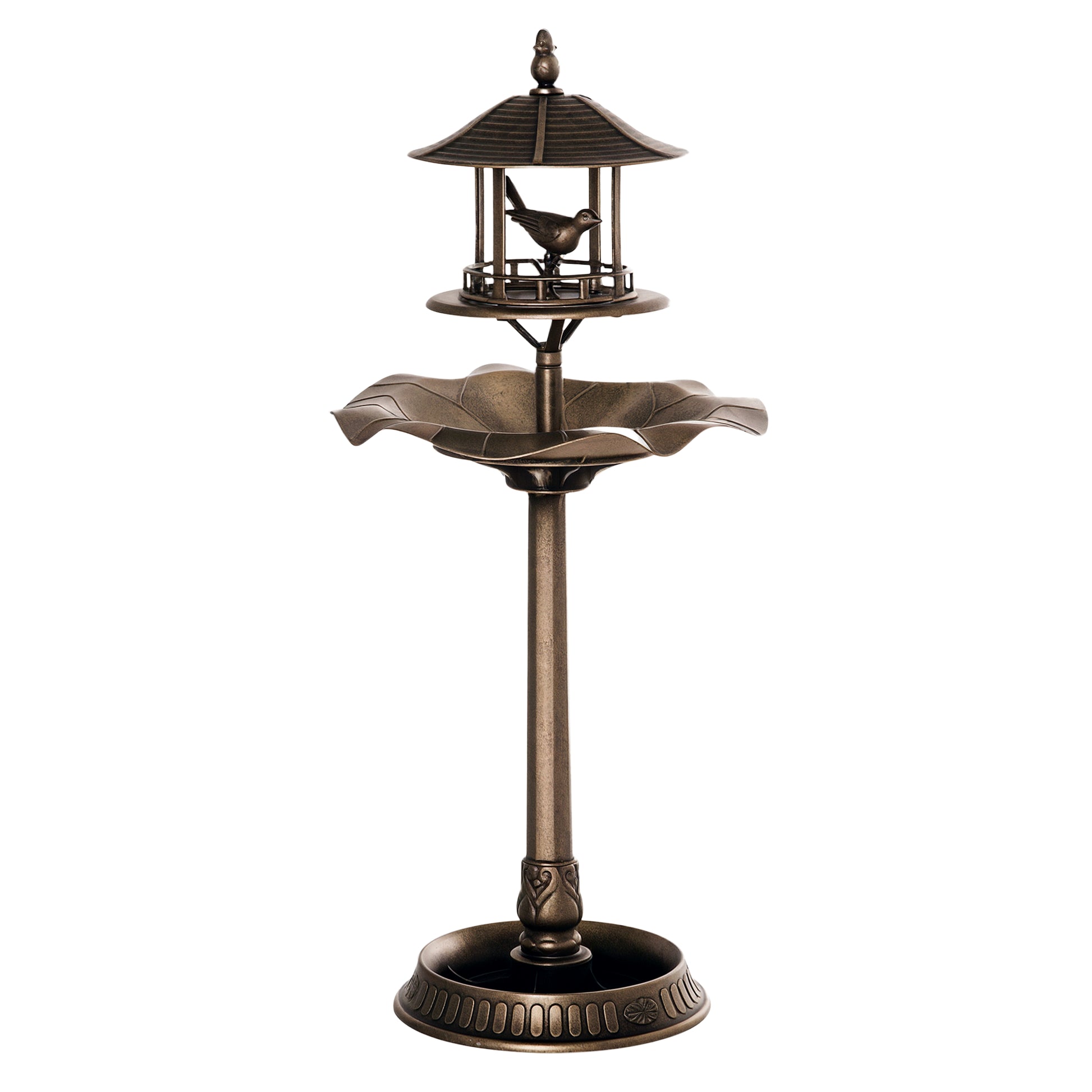 Bird Bath Feeder for Birds Planter 3 in 1 Ø 50 x 113H cm polypropylene Antique Bronze