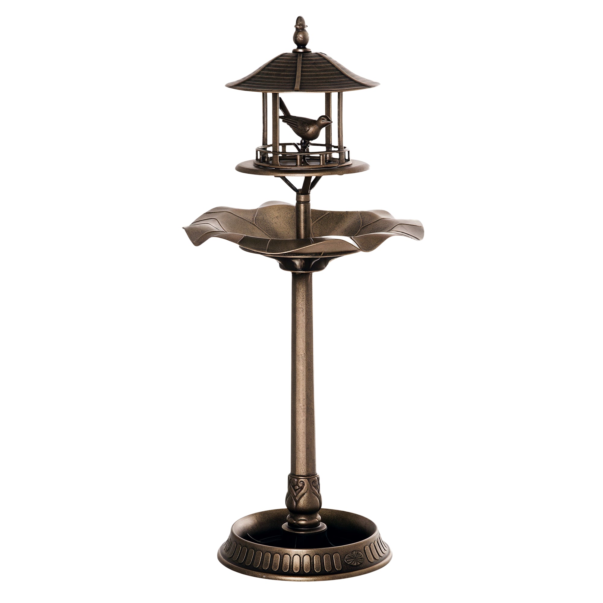 Bird Bath Feeder for Birds Planter 3 in 1 Ø 50 x 113H cm polypropylene Antique Bronze