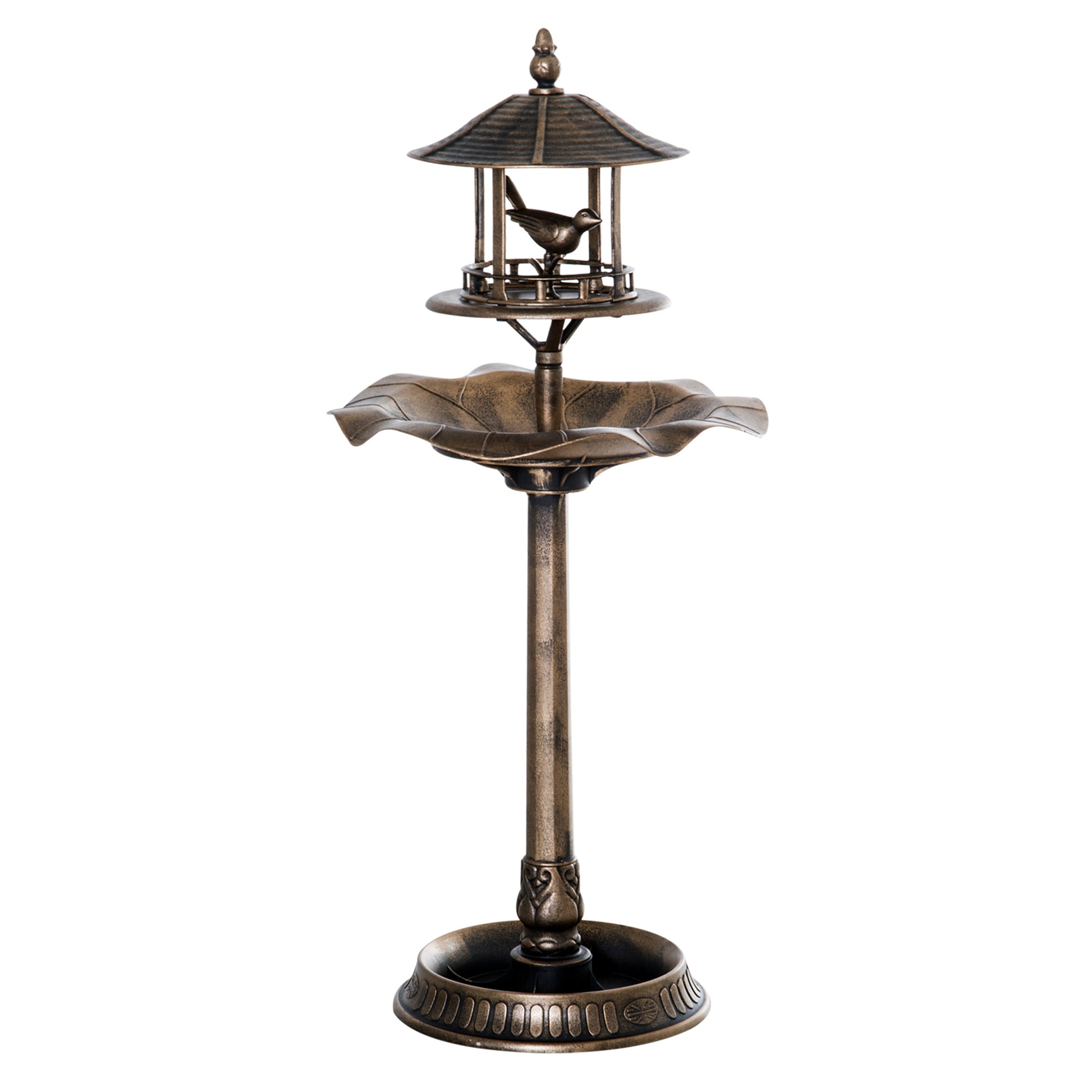 Bird Bath Feeder for Birds Planter 3 in 1 Ø 50 x 113H cm polypropylene Antique Bronze