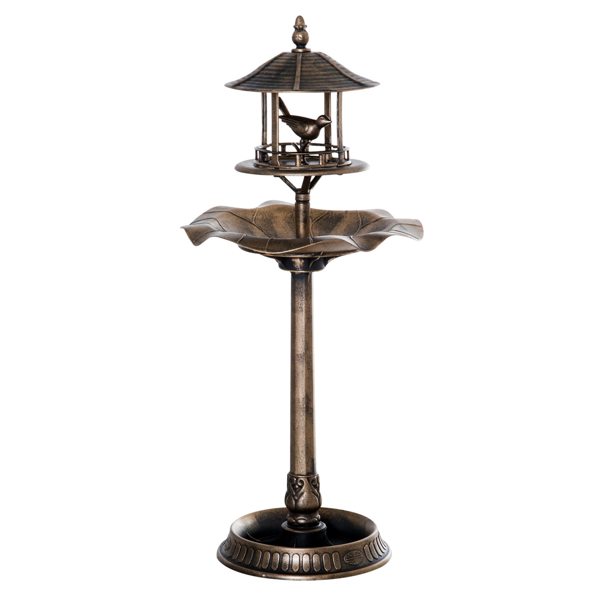 Bird Bath Feeder for Birds Planter 3 in 1 Ø 50 x 113H cm polypropylene Antique Bronze
