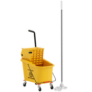 Cleaning Cart 36 Liter Bucket with Press, Household Cart with Mop and Handle for Building Cleaning, Office Cleaning Yellow