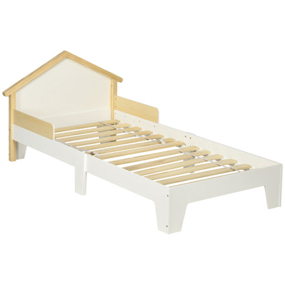 Children's Bed - bed frame with house-shaped headboard and slatted base included - 90 x 190 cm - solid white pine