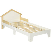 Children's Bed - bed frame with house-shaped headboard and slatted base included - 90 x 190 cm - solid white pine