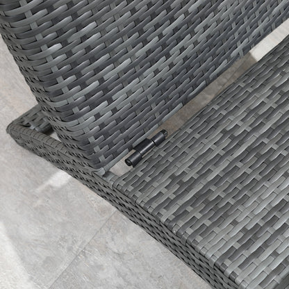 Folding Sun Lounger with Comfortable Mattress for Outdoor Use, Metal and Resin Wicker - Gray