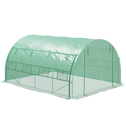 Poly Tunnel Greenhouse 4 x 3 x 2 m Walk-in Greenhouse with Roll-up Covers Film Tunnel Greenhouse UV Protection Steel Pipe Green
