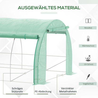 Poly Tunnel Greenhouse 4 x 3 x 2 m Walk-in Greenhouse with Roll-up Covers Film Tunnel Greenhouse UV Protection Steel Pipe Green