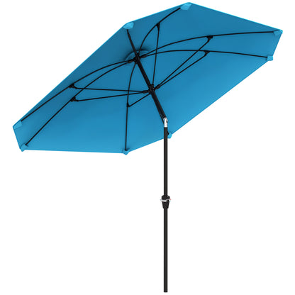 Patio Umbrella 233x233 cm Garden Umbrella with Adjustable Angle Waterproof Aluminum Pole Fiberglass Ribs and Crank Parasol for Patio Terrace Blue