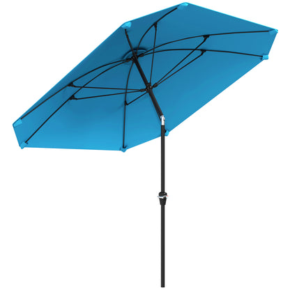 Patio Umbrella 233x233 cm Garden Umbrella with Adjustable Angle Waterproof Aluminum Pole Fiberglass Ribs and Crank Parasol for Patio Terrace Blue