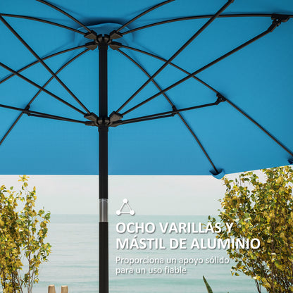 Patio Umbrella 233x233 cm Garden Umbrella with Adjustable Angle Waterproof Aluminum Pole Fiberglass Ribs and Crank Parasol for Patio Terrace Blue