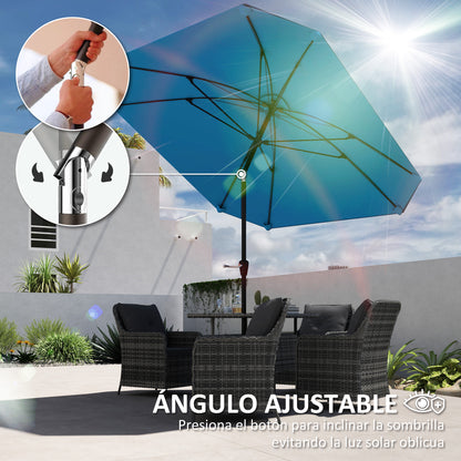 Patio Umbrella 233x233 cm Garden Umbrella with Adjustable Angle Waterproof Aluminum Pole Fiberglass Ribs and Crank Parasol for Patio Terrace Blue