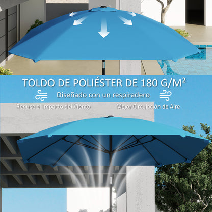 Patio Umbrella 233x233 cm Garden Umbrella with Adjustable Angle Waterproof Aluminum Pole Fiberglass Ribs and Crank Parasol for Patio Terrace Blue