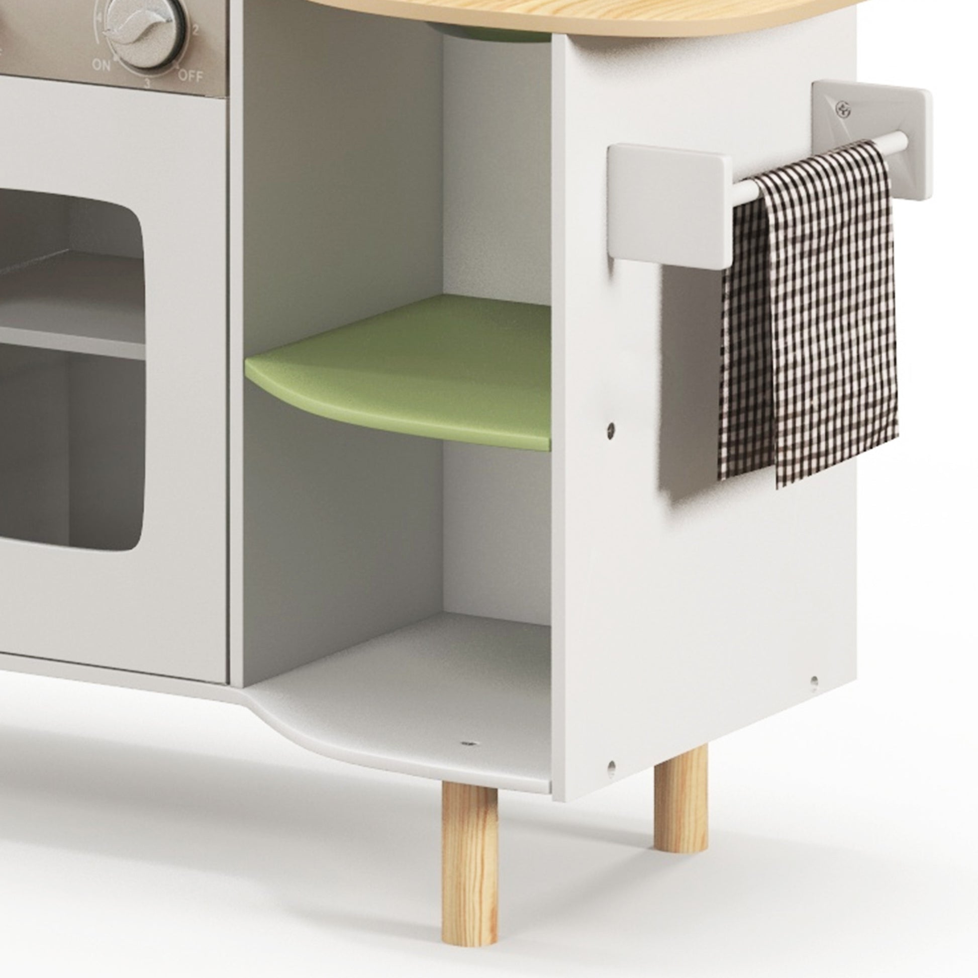 Wooden Toy Kitchen for Children 3-6 Years Old Play Kitchen with Ice Maker Stainless Steel Sink, Mobile Cup, and Utensils 84x34x89 cm White