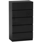 5-Drawer Chest Modern Bedroom Chest with Anti-Tipping Design Dresser for Living Room Hallway 55x34x100 cm Black Gloss
