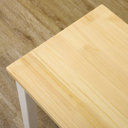 2-Seater Wooden Bench, Kitchen Bench Living Room Bench for Kitchen, Entrance, up to 220 kg Load Capacity, Pine Wood, Natural+White, 102 x 36 x 45 cm