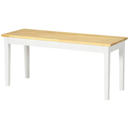 2-Seater Wooden Bench, Kitchen Bench Living Room Bench for Kitchen, Entrance, up to 220 kg Load Capacity, Pine Wood, Natural+White, 102 x 36 x 45 cm