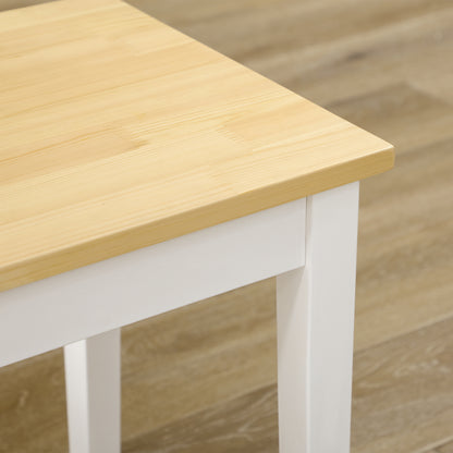 2-Seater Wooden Bench, Kitchen Bench Living Room Bench for Kitchen, Entrance, up to 220 kg Load Capacity, Pine Wood, Natural+White, 102 x 36 x 45 cm