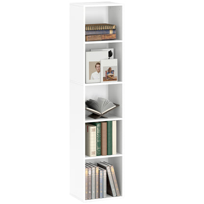 Bookshelf, 5-Tier Storage Shelf with Adjustable Shelves for Living Room, Bedroom, Office, 30 x 24 x 133.5 cm, White