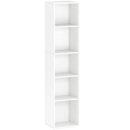 Bookshelf, 5-Tier Storage Shelf with Adjustable Shelves for Living Room, Bedroom, Office, 30 x 24 x 133.5 cm, White