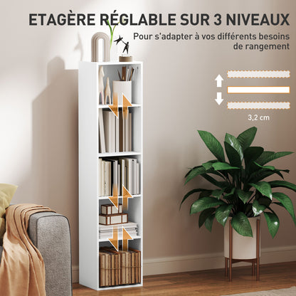Bookshelf, 5-Tier Storage Shelf with Adjustable Shelves for Living Room, Bedroom, Office, 30 x 24 x 133.5 cm, White
