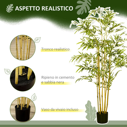 Artificial Bamboo in Pot - 150cm Tall, Decorative Fake Plant for Indoor, Green