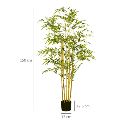 Artificial Bamboo in Pot - 150cm Tall, Decorative Fake Plant for Indoor, Green