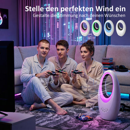 Bladeless Tower Fan for Bedroom, 36 dB Quiet, 60° Oscillation, LED Lighting, 3 Speeds, 7.5-Hour Timer, Remote Control, White