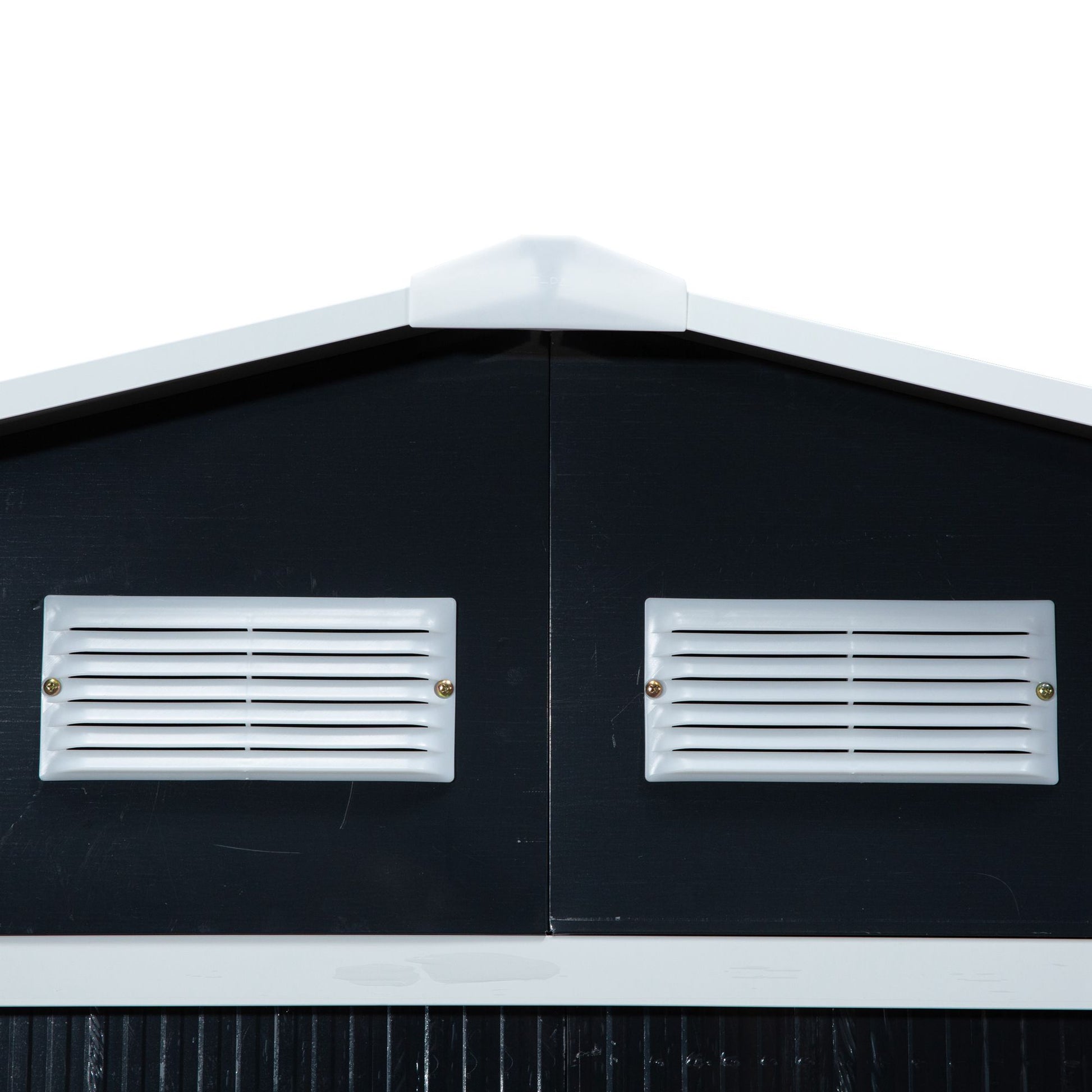 Toolhouse 4.9 m², Garden House with Gable Roof, Sliding Door, Foundation, 277 x 195 x 192 cm, Toolshed Made of Galvanized Steel, Weatherproof, for Garden, Dark Gray