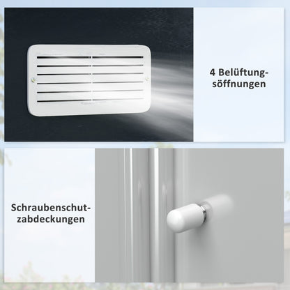 Toolhouse 4.9 m², Garden House with Gable Roof, Sliding Door, Foundation, 277 x 195 x 192 cm, Toolshed Made of Galvanized Steel, Weatherproof, for Garden, Dark Gray