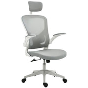 Office Chair Ergonomic Desk Chair with Rocking Function High Back Lumbar Support Headrest Foldable Arms Home Office Gray 65 x 64 x 114-122 cm