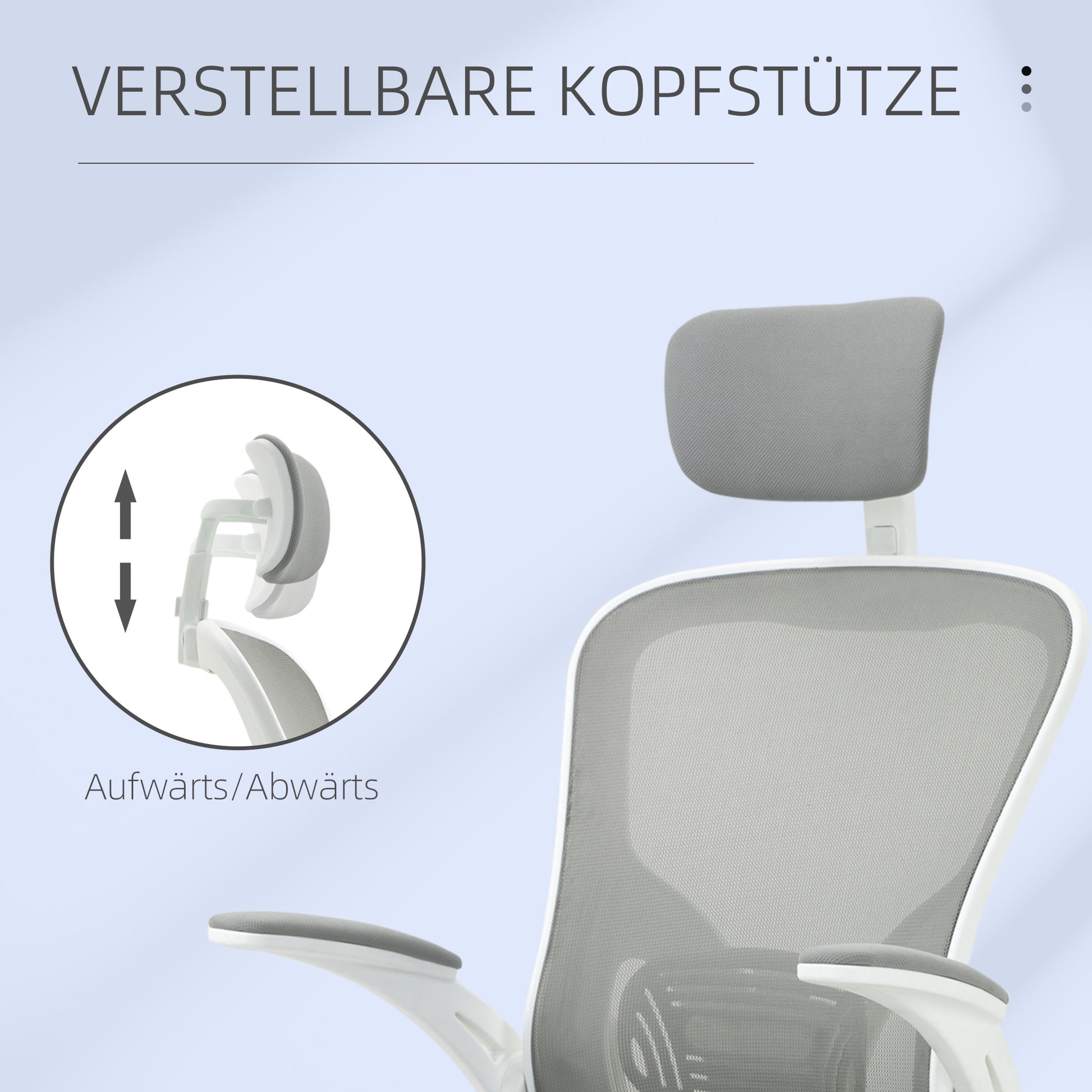 Office Chair Ergonomic Desk Chair with Rocking Function High Back Lumbar Support Headrest Foldable Arms Home Office Gray 65 x 64 x 114-122 cm