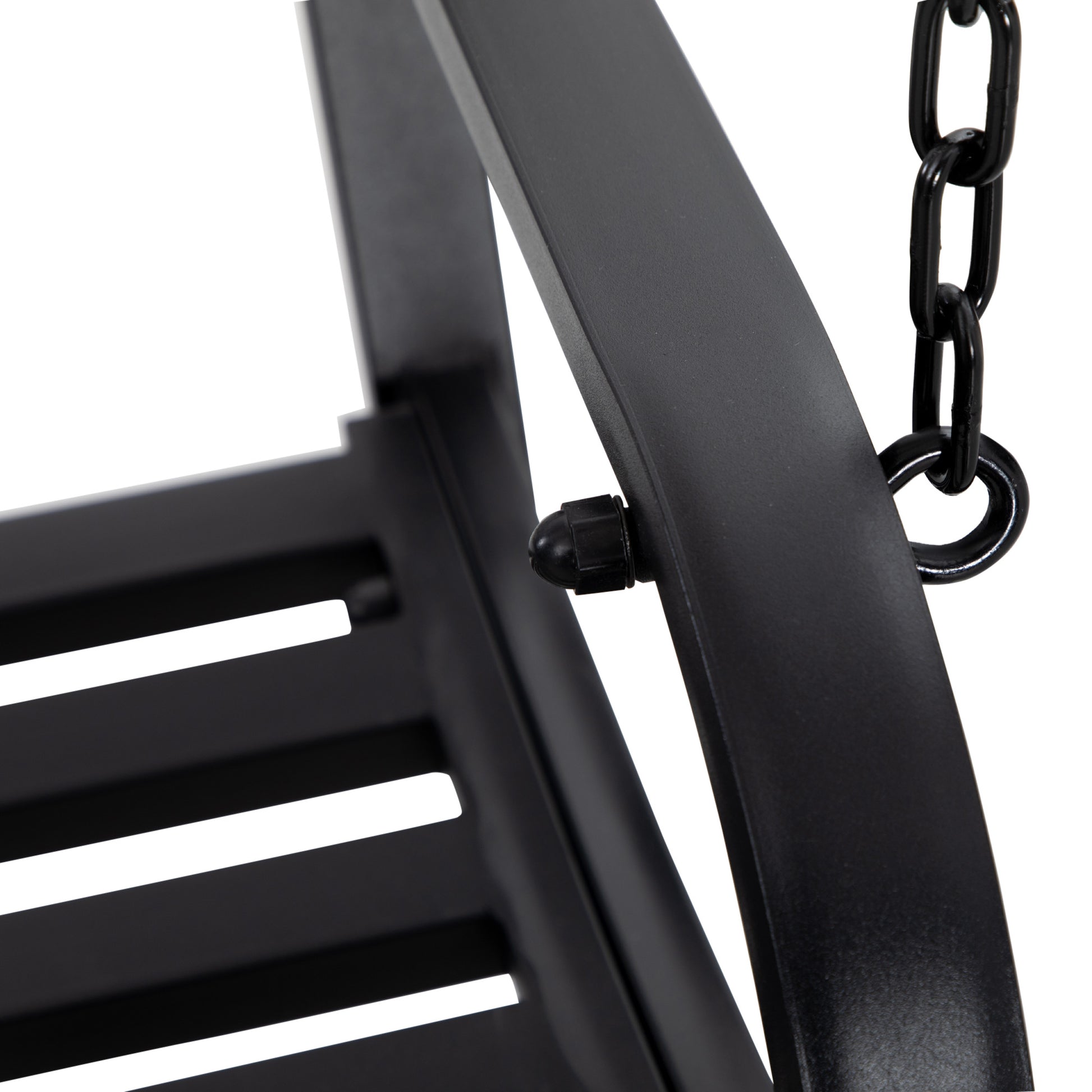 2-Seater Hanging Steel Swing Bench with Armrests Max Load 240 kg for Garden Terrace Balcony Outdoor 127x59.5x52 cm Black