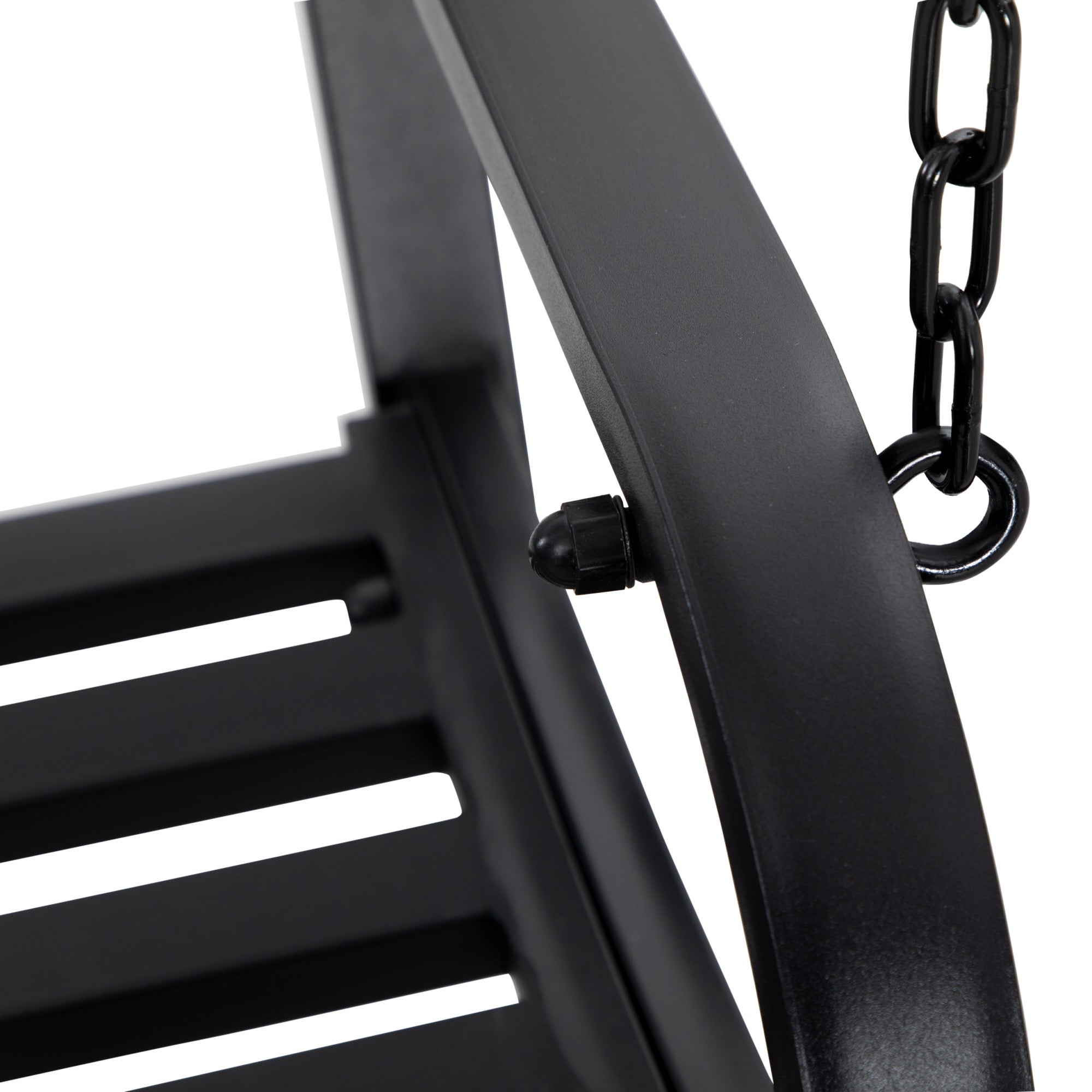 2-Seater Hanging Steel Swing Bench with Armrests Max Load 240 kg for Garden Terrace Balcony Outdoor 127x59.5x52 cm Black