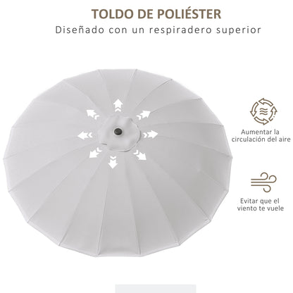 Terrace Umbrella Ø250 cm Garden Umbrella with Tiltable Angle 18 Ribs and Crank Waterproof Parasol for Patio Terrace Light Gray