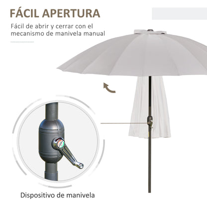 Terrace Umbrella Ø250 cm Garden Umbrella with Tiltable Angle 18 Ribs and Crank Waterproof Parasol for Patio Terrace Light Gray